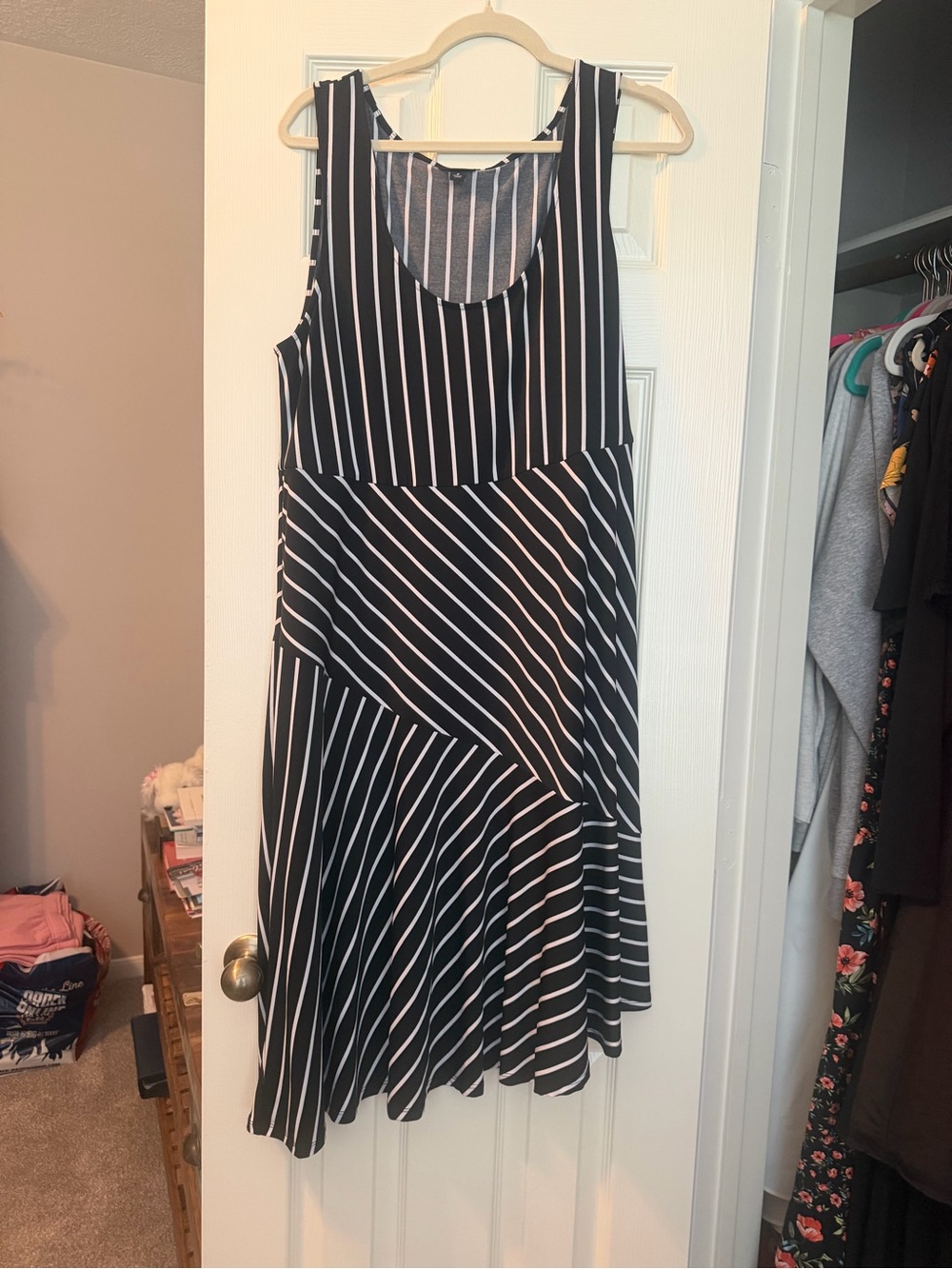 Torrid size 2 Black and White Striped Sleeveless Dress